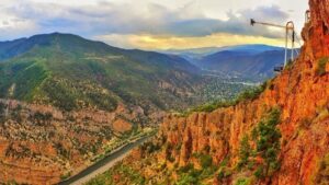 Panorama view of giant swing and Glenwood Springs