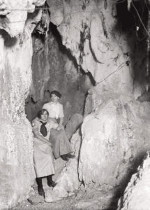 historic circa 1900 of two young women in the caves