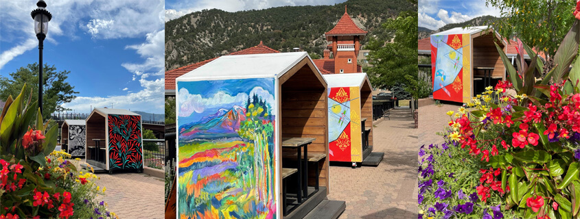Painted huts in downtown Glenwood Springs