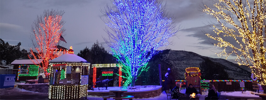 holiday lights at Glenwood Canverns Adventure Park