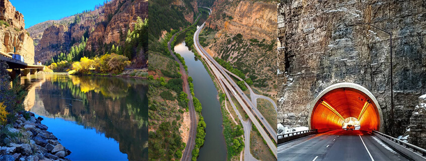 Photos of modern day Glenwood Canyon