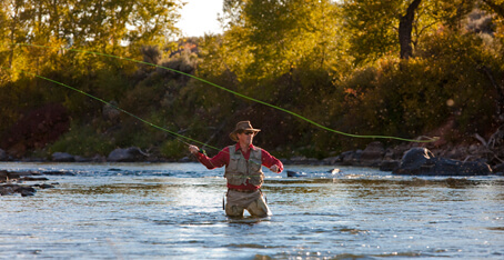 Fly Fisherman in River