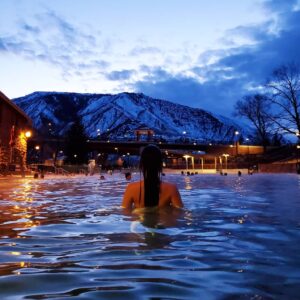 Winter evening in the Glenwood Hot Springs Pool