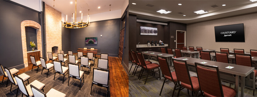 Meeting spaces at the Hotel Colorado and the Courtyard by Marriott