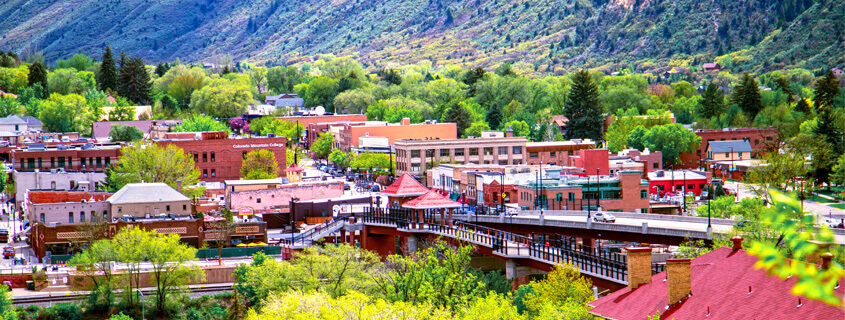 spring overview of downtown glenwood springs