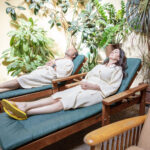 couple relaxing in the solarium before a massage