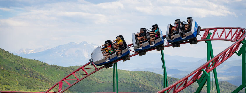 Roller coaster with view of Mt. Sopris in the background