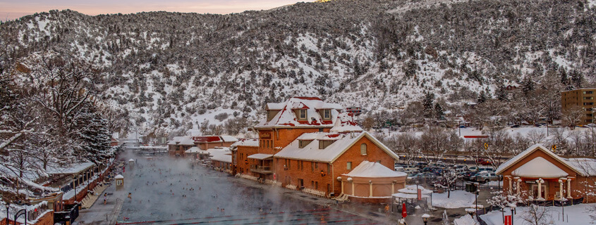 Glenwood Hot Springs Resort with snow