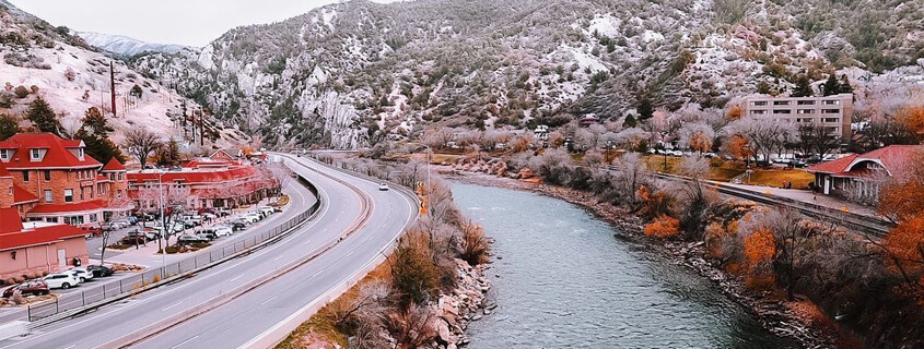 Winter day along Glenwood Canyon