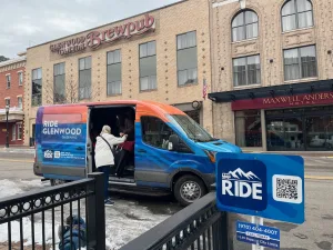 Ride Glenwood on Demand picking up a passenger at the train station